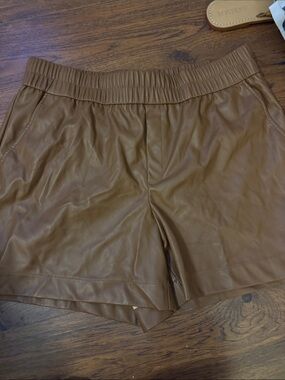 a new day Faux Leather Shorts in Brown